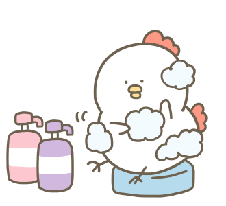 泡に包まれてお風呂に入る白いゆるとりさん
