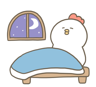夜のお布団で休む白いゆるとりさん