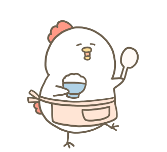 ごはんを用意する白いゆるとりさん