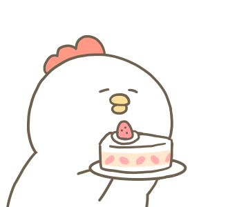 ケーキを持つ白いゆるとりさん
