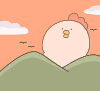 丘から景色を眺める白いゆるとりさん